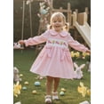 thumbnail image 6 of BemeyourBBs Kids Toddler Baby Girls Easter Dress Outfits Puff Long Sleeve Doll Collar Plaid Embroidery Bunny Summer Dress Spring Clothes, 6 of 9