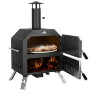 BETISEF 12Outdoor Pizza Oven Wood Fired Pizza Oven Portable Patio Ovens &Pizza Stone, Pizza Peel,Adjustable Legs,Waterproof Cover