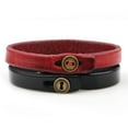 thumbnail image 4 of Brazaletes trenzados de cuero Qarigey regalos de botones rojo, 4 of 6
