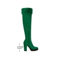 thumbnail image 6 of BLISSFUL STEP Women's Boots Faux Fur Platform Over The Knee Chunky Heel Round Toe Zipper Winter Boots Green 6, 6 of 8