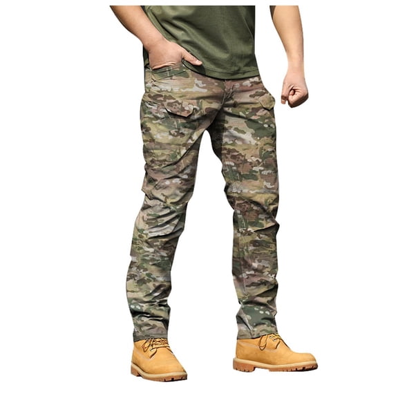 Qopobobo Pants For Men Men's Camo Cargo Work Pants Cotton Tactical Ripstop Casual Combat Pants with 8 Pockets CE2,XXXL