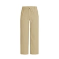 thumbnail image 7 of Men's Summer Cotton Linen Pants Loose Fits Elastic Waist Drawstring Straight Legs Pants Mens Casual Solid Plus Size Baggy Relaxed Lightweight Breathable Vacation Beach Pant, 7 of 7