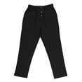 thumbnail image 5 of Men's Linen Pants Lightweight Drawstring Elastic Waist Pockets Loose Fit Straight Legs Summer Beach Yoga Black 2XL, 5 of 8