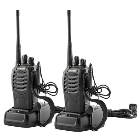 Handheld Walkie Talkies, 10KM Long Range 2-Way Radio 16-Channel with Earphones Black (2Pcs/Pair)