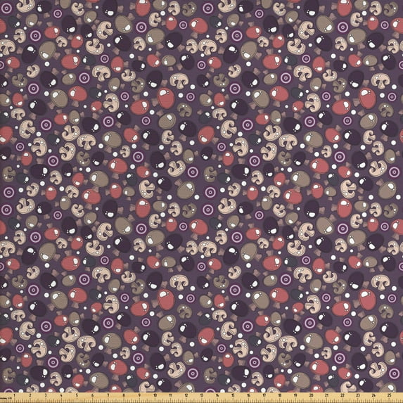 Vegetable Fabric by the Yard Upholstery, Mushrooms and Onion Rings Vegetarian Food Diet Gardening Healthy Kitchen Art, Decorative Fabric for DIY and Home Accents, Multicolor by Ambesonne