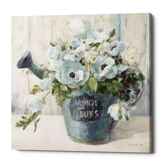 Epic Graffiti  "Garden Blooms II Blue Crop" by Danhui Nai, Giclee Canvas Wall Art - 26" x 26"