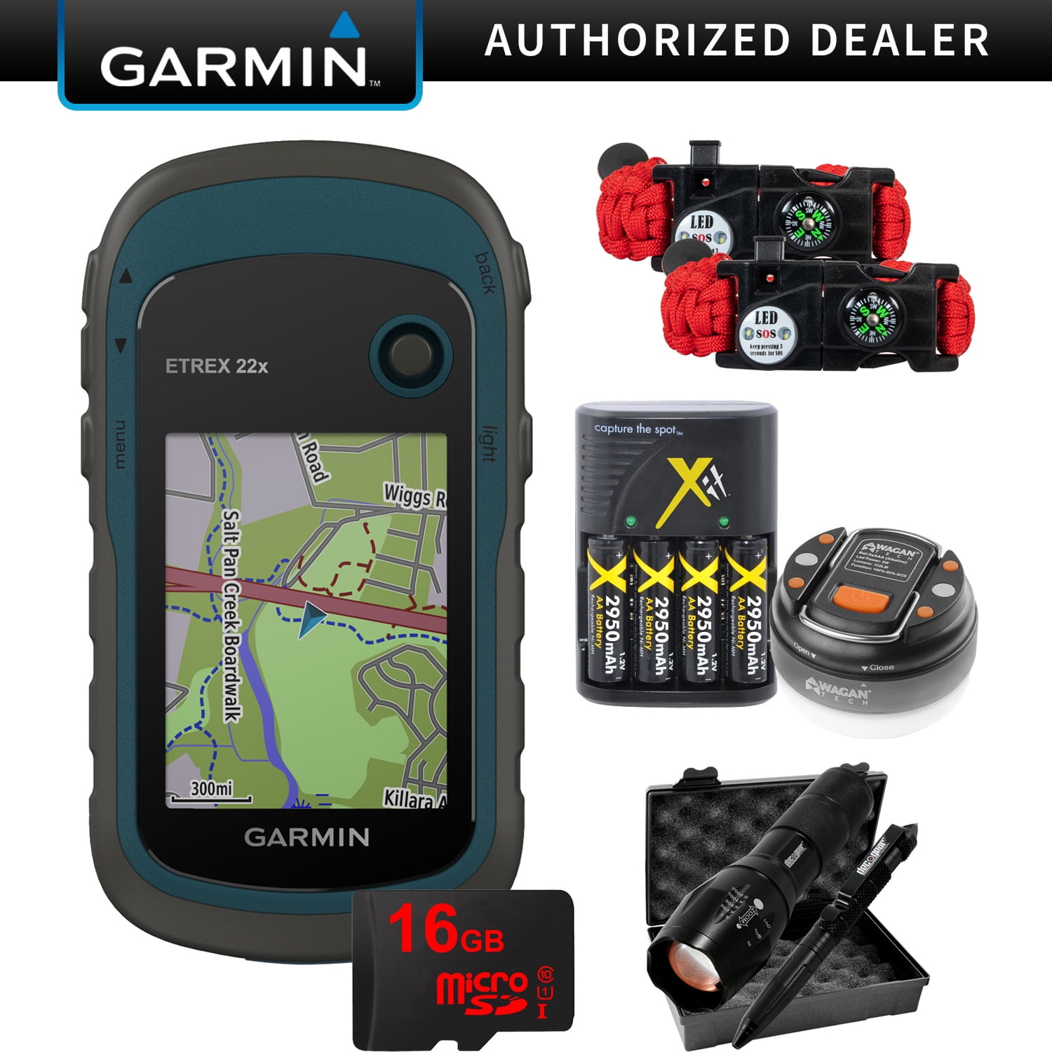 Garmin eTrex 22x Rugged Handheld GPS with 16GB Camping & Hiking Bundle