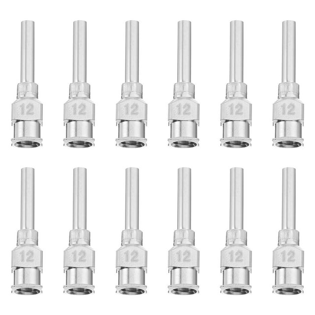 ELAYARD Dispensing Needles 12Set Stainless Steel Luer Lock Tip Precision Tool Silver 2.5X0.5in For Diy Projects