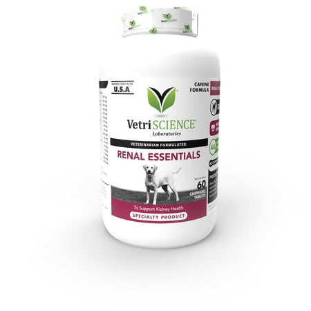 VetriScience Renal Essentials Kidney Health Support for Dogs, Smoke Flavor Tablets, 60 Count Bottle