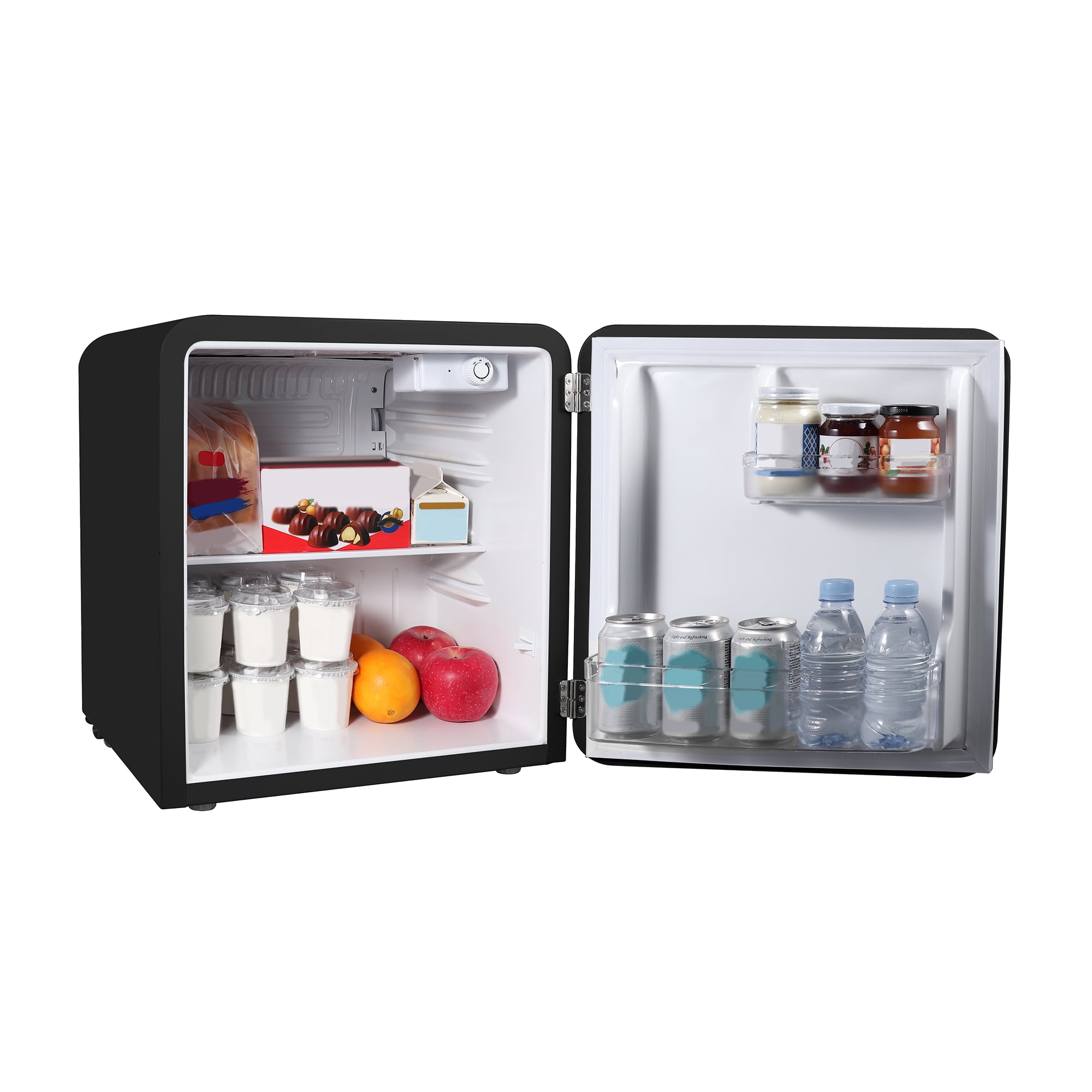 Magic Chef 1.6 Cu. Ft. Retro Mini Fridge with LED Light, Black, 34 lbs