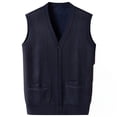 thumbnail image 2 of Leesechin Men Women Knitted Cotton V-Neck Vest JK Uniform Pullover Sleeveless Sweater School Cardigan, 2 of 4