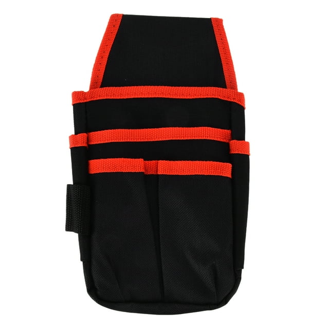 Tool Pocket Pouch, Multiple Pockets Easy Access Tool Pouch Waist Bag Mini Large Opening with Waist Belt for Maintenance Work Blue Edge,Red Edge,Black Edge