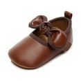 thumbnail image 2 of nvzhuang Baby Girl Dress Shoes Faux Leather Bowknot Flats Crib Shoes with Non-Slip Rubber Sole, 2 of 6