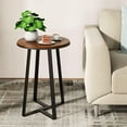 thumbnail image 5 of Round End Tables, Small Side Table Walnut Color MDF Top, Metal Frame Black, Tall End Table for Bed Room, Coffee Tea End Table for Living Room(Walnut+Black), 5 of 16