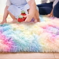 thumbnail image 6 of Junovo Fluffy Oval Rug Soft Tie Dye Area Rugs Shaggy Colorful Carpet Plush Bedside Carpet for Teen Dorm Baby Nursery,2.6 x 5.3ft,Rainbow, 6 of 7