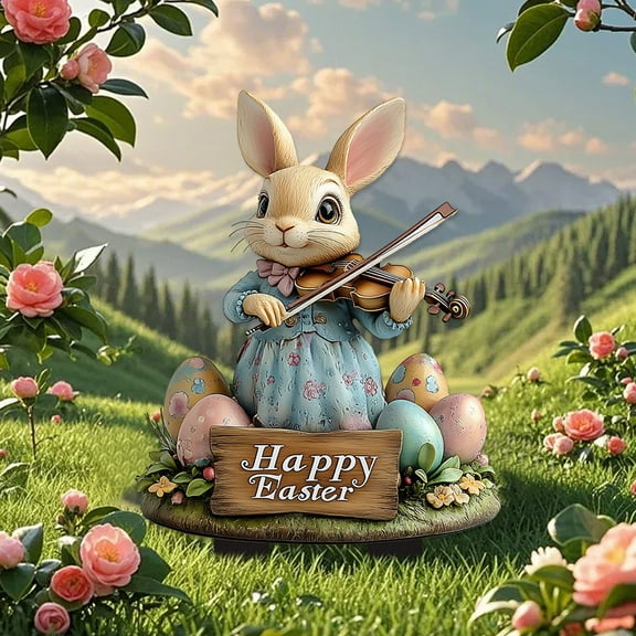 Gmogad Musical Bunny Garden Stake - Weatherproof Outdoor Yard Insert - Festive Christmas Decoration for Courtyards, Lawns & Holiday Displays