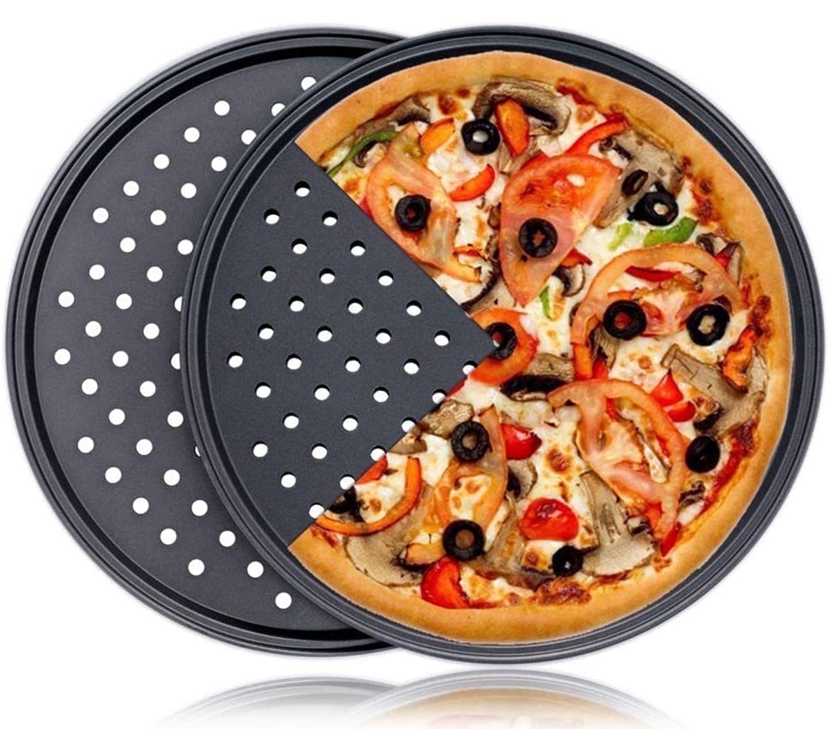 CHEFMADE 12-Inch Non-Stick Pizza Pan With Holes - Green Earth Series, Oven Safe, Perfect Crispy Crust