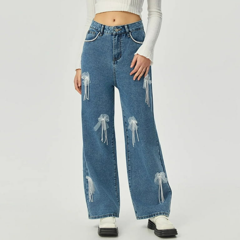 Olyvenn Women's Distressed Ripped Straight Leg Jeans High Waist