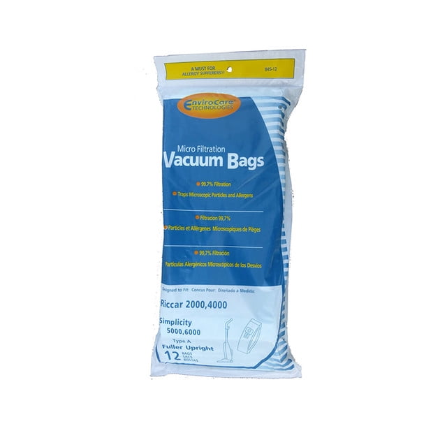 Allergy vacuum bag for Riccar 2000 4000 Simplicity 5000 6000 A 18/pkg 