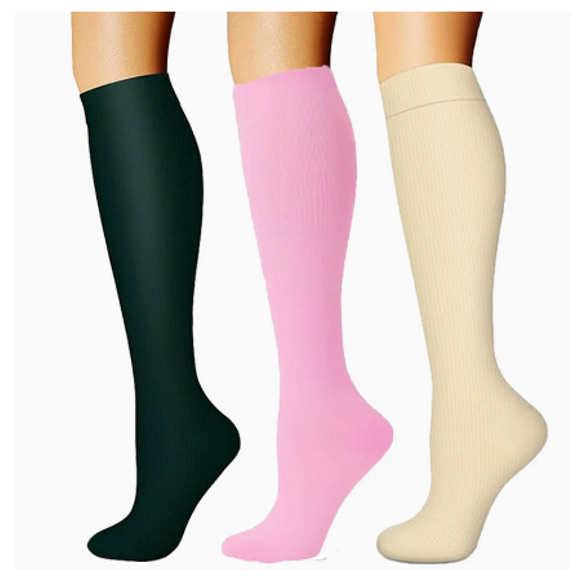 LckLvx 3Pairs Socks for Women Solid Color Knee High Stocking Stretchy Lightweight Athletic Running Travel Socks
