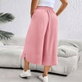 thumbnail image 6 of Besolor Wide Leg Capri Pants for Women Drawstring Elastic High Waisted Pant Casual Loose Loungewear Capris Trousers with Pockets, 6 of 7