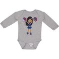 thumbnail image 3 of Inktastic African American Girl, Cheerleaders, Blue Uniform Girls Long Sleeve Baby Bodysuit, 3 of 5