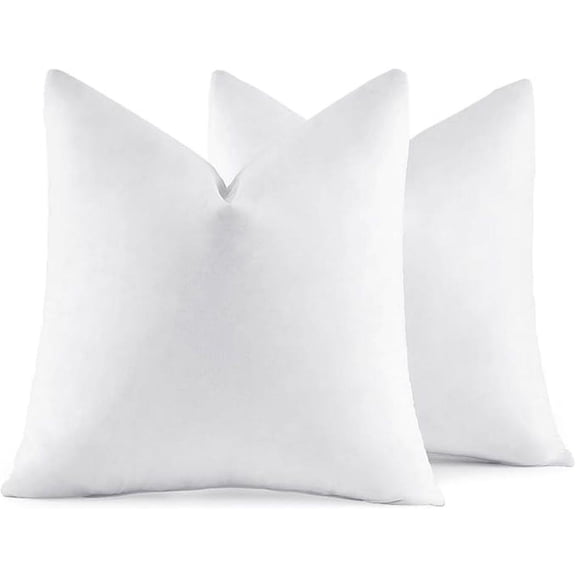 18x18 Pillow Inserts,Set of 2 Down Feather Throw Pillows for Couch Sofa Bed, Decorative Fluffy Throw Pillow Inserts Cotton Fabric,White
