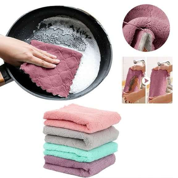 Huayishang Household Rags Absorbent Corals Dish Rag Wipe Wiping Towel Sink Cloth Home Kitchen Clean Cleaning Supplies, Kitchen Essentials Clearance Sale