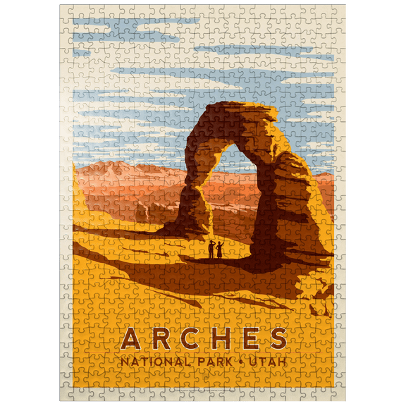 MyPuzzle - Arches National Park: Delicate Arch, Vintage Poster - Premium 500 Piece Jigsaw Puzzle for Adults