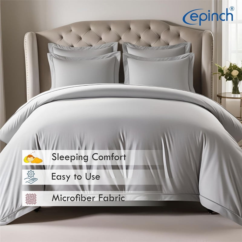3 Sided Zipper Duvet Cover Set Easy to Use Home & Hotel Soft Microfiber 3 PCS 1-Duvet Cover & 2- Pillow Sham No Comfoter Twin_68 X 90 Inch