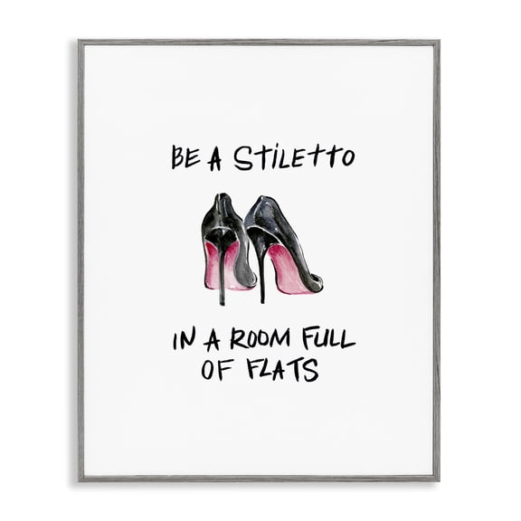Stupell Industries Art Deco Be a Stiletto Fashion Quote Gray Framed Giclee Art, 11 x 14, by Regina Moore