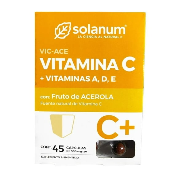 Suplemento alimenticio Solanum vitaminas C + A, D y E 45 capsulas de 500 mg c/u