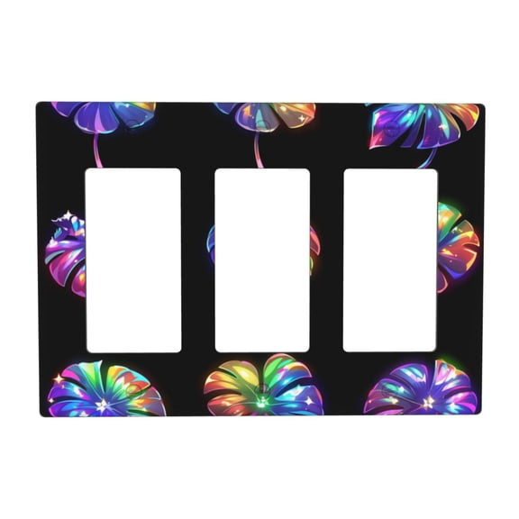 Leaf Glowing Switch Cover Decorative Wall Plate 3-Gang Standard Size