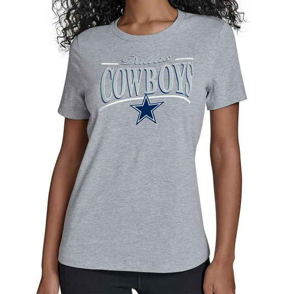 Women's Starter Gray Dallas Cowboys Arch Stripe T-Shirt