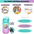 thumbnail image 3 of OLDLEY Kids Water Bottle 12oz with 2 Lids & Straw, Leak-Proof Tritan Plastic Bottle for School, Toddler Girls, 3 of 9