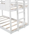 thumbnail image 3 of DreamBuck Twin over Twin House Bunk Bed, Twin Size Wooden Bunk Bed with Slide, Windows, and Ladder, Floor Bunk Bed, Wood Fun Playhouse Bunkbed Frame for Teens, Adults, White, 3 of 7