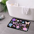 thumbnail image 3 of FJPT Welcome Floral Butterfly Non Slip Flannel Polyester Floor Mat For Bathroom Kitchen Bedroom Decor 31.5x19.7 inch, 3 of 5