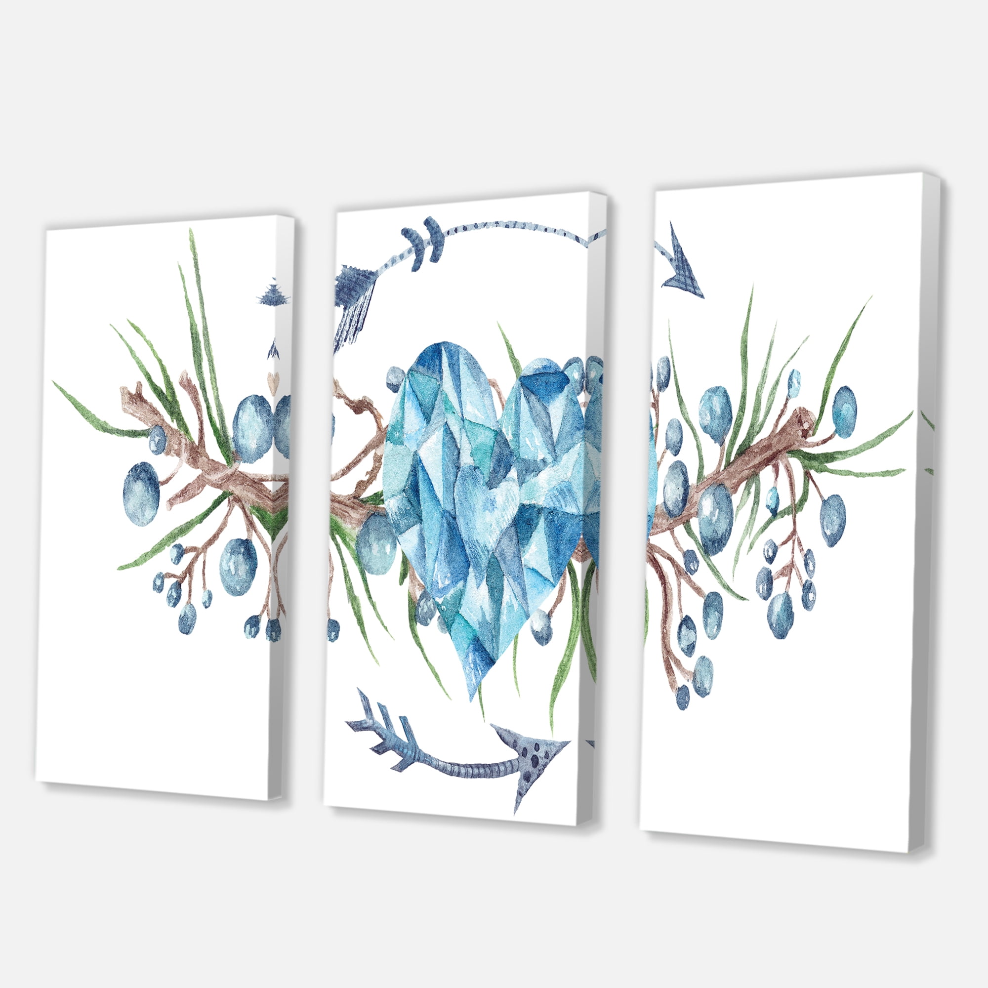Designart ' Fresh Tribal Vignette Wild Forest Wreath Design On White II ' Traditional Canvas Wall Art Print