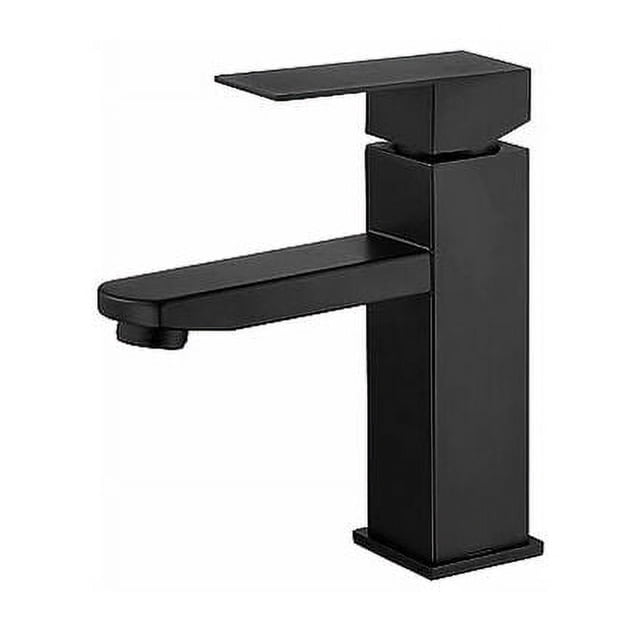 Grifo monomando negro para lavabo de acero inoxidable, agua fría y caliente con mangueras incluidas. Grifo de baño negro. Grifo de lavabo negro. Grifo monomando negro para baño. Grifo de baño negro.