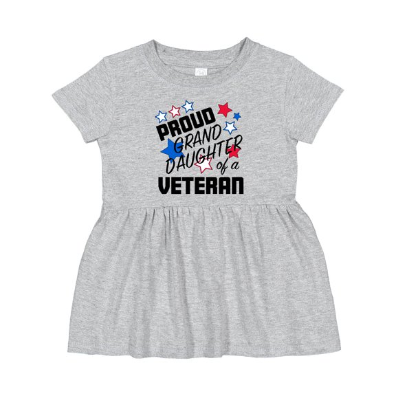 Inktastic Proud Granddaughter of a Veteran Veterans Day Girls Baby Dress