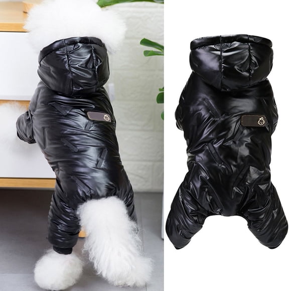 JUNWELL Aosijia Manteau à Capuche pour Animaux de Compagnie Imperméable Veste pour Chien 4 Jambes Coupe-Vent Combinaison de Neige pour Chiot Polaire Chaude Vêtements d'Hiver pour Petits et Moyens Chiens