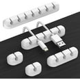 thumbnail image 1 of 5 Pieces Cable Holder Clip (White, Excluding Data Cables), Cable Management Jumper Organizer Desktop USB Charging Cable Mouse Cable Wire PC Desktop Home Organizer Silicone Sticker, 1 of 5