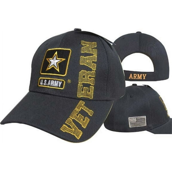 US ARMY STAR VETERAN LETTER SHADOW CAP HAT BLACK (LICENSED)