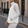 thumbnail image 4 of Nfurl Women's Fleece Vests with Pockets Warm Sleeveless Vest Jacket Trendy Fall Winter Stand Collar Outerwear Vests White,XL, 4 of 7