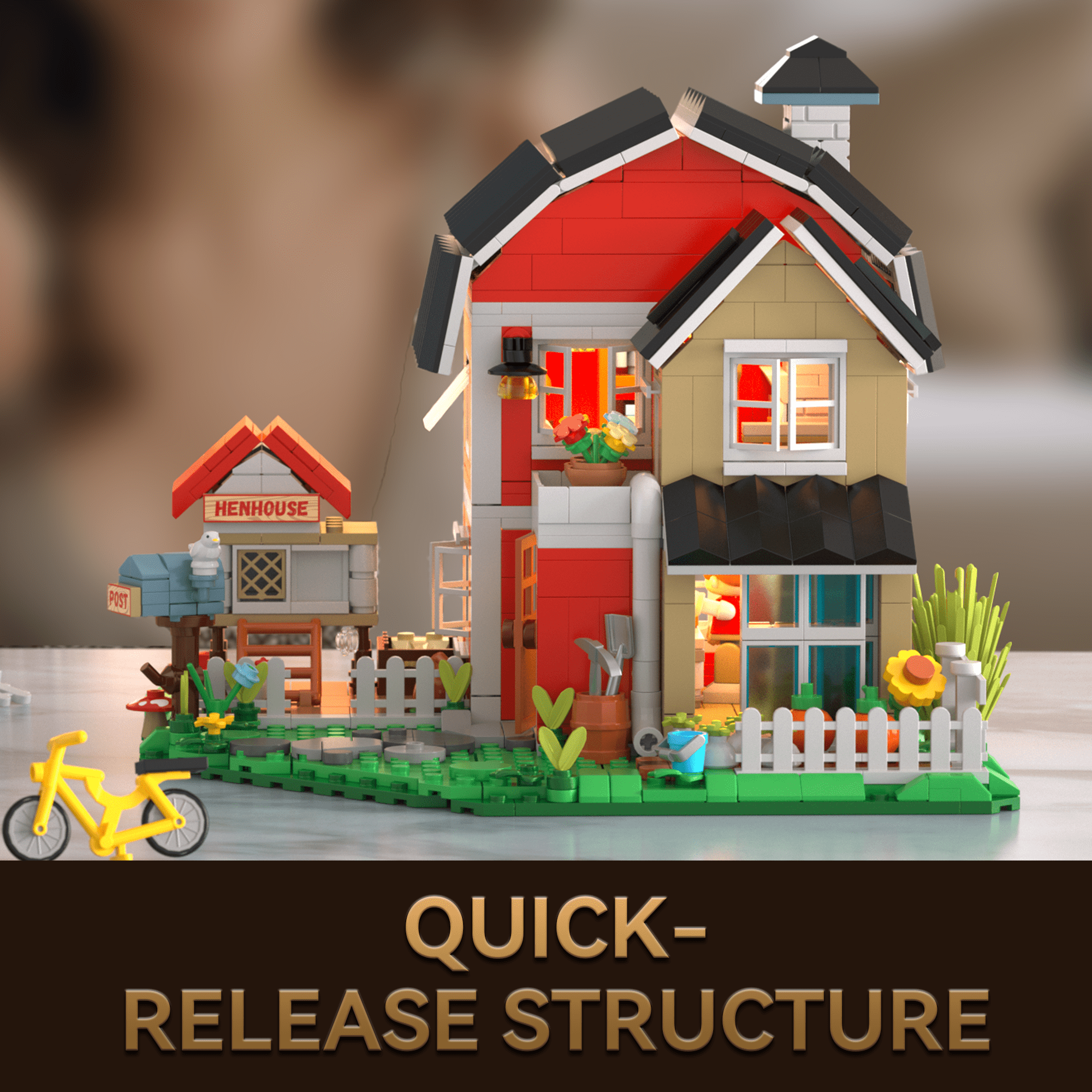 YOUEEFY Creative Building Block Model Kit - Ranch Cottage, DIY Assembly for Adults & Teens