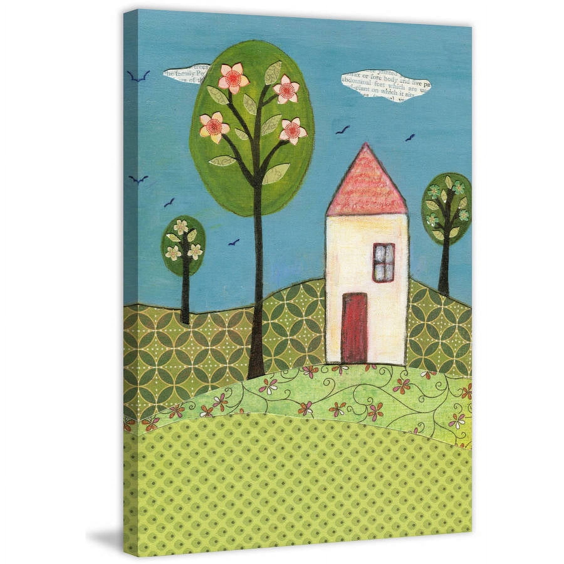 Marmont Hill "Little White House" by Sascalia Painting Print on Wrapped Canvas