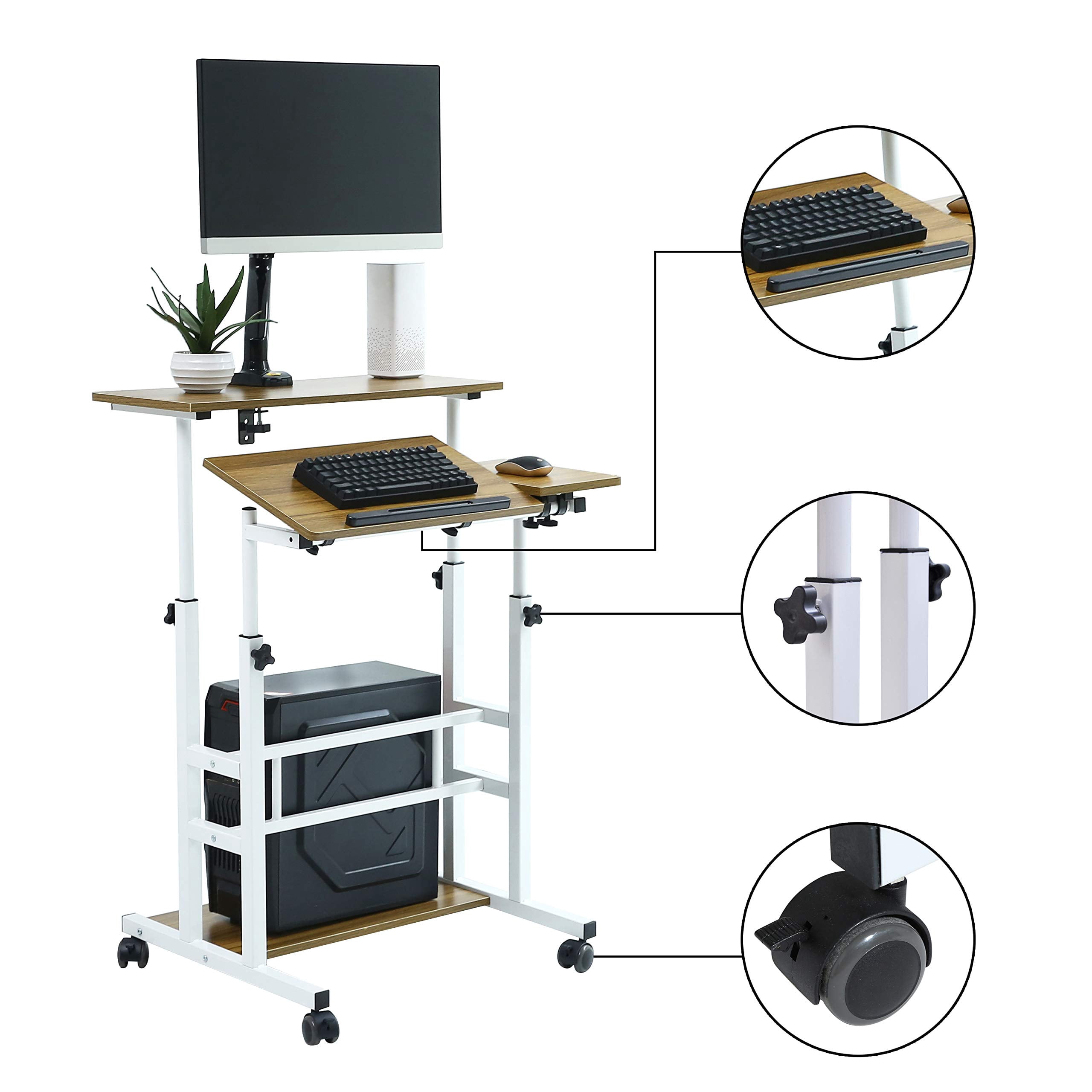 UNICOO® Portable Standing Desk on Wheels, Height Adjustable Mobile Standing Desk, Versatile Standing Portable Desk for Home Office, Rolling Sit-Stand Workstation, Ergonomic Design - (U101-AO)