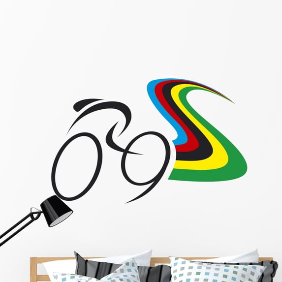 Cyclist Logo Wall Decal by Wallmonkeys Peel and Stick Graphic (48 in W x 31 in H) WM7862