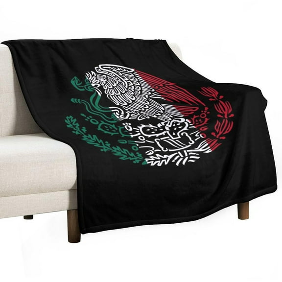 Mexico Flag Snake Eagle Mexican Logo Super Soft Blanket Flannel Throw Blanket Flannel Microfiber Blankets for Couch Bed Sofa Fluffy and Warm 50"x60"