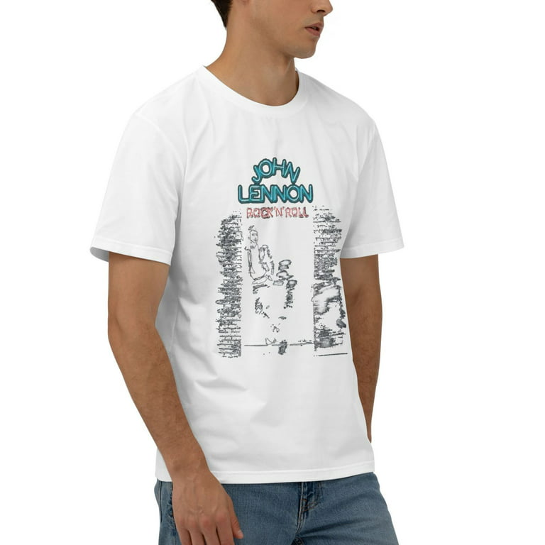 Mens John Lennon Rock 'N' Roll Official Shirt Summer Crew Neck Tops Casual Short Sleeves T-Shirts White - Walmart.com